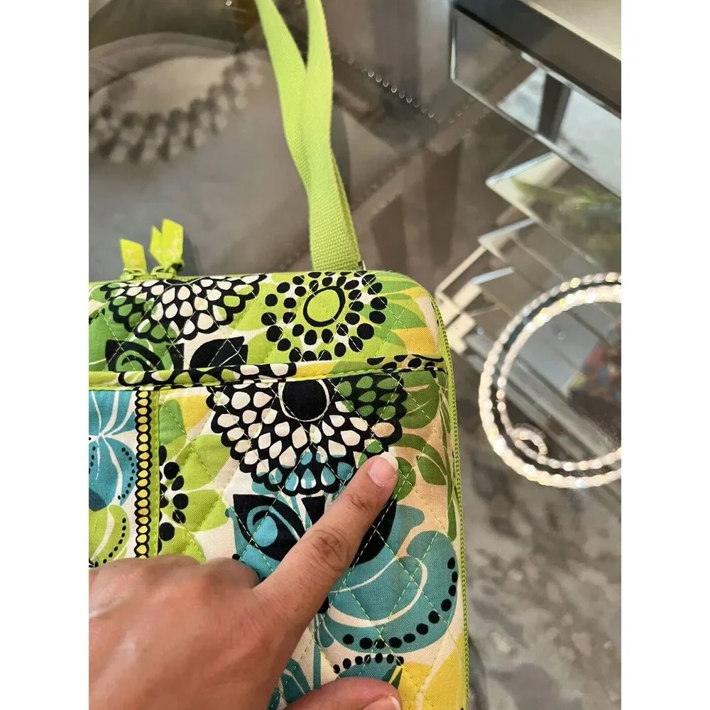Vera Bradley Hard Shell Computer Zip Case Lime’s Up! 12”x9” CROSS Shoulder Strap